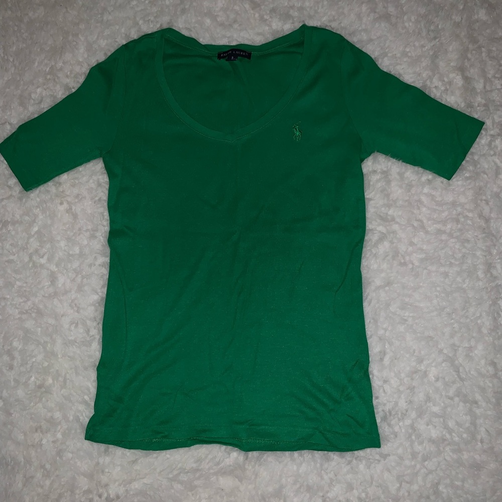 Ralph Lauren V-neck Size Small Green with green pony 🥰